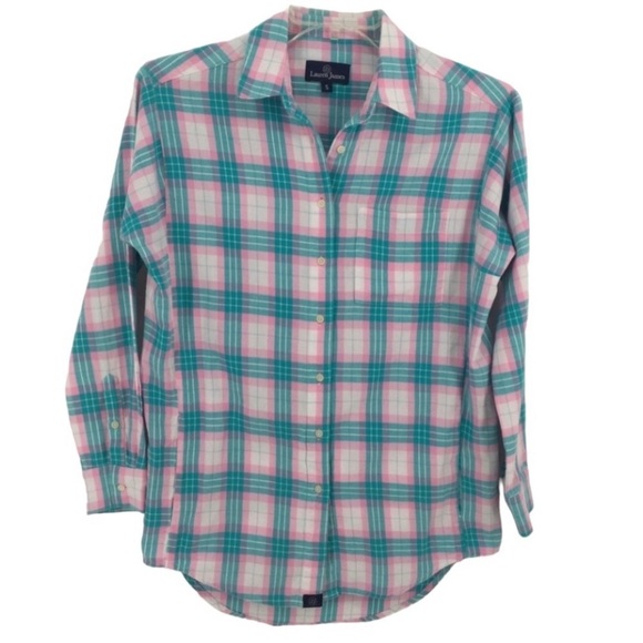 Lauren James Button Up/Hi-Lo Boyfriend Flannel Shirt - Sz S - Picture 1 of 8